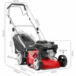 Tondeuse à Gazon à Essence, Moteur 4 Temps 132cc 4.5hp, Largeur De Coupe 41 Cm, Hauteur De Coupe 25-75mm Réglable 7 Positions, Panier 45L, Collecte 2 En 1 - Greencut GLM590X