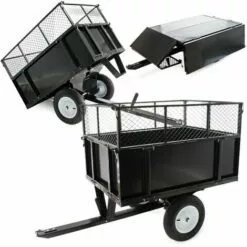 WILTEC Remorque Basculante 114x76x30cm Avec Grille Et Parois Amovibles Dispositif D'attelage Universel