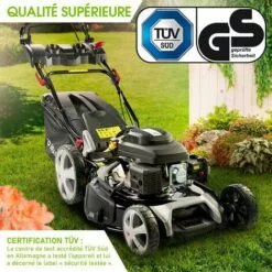 Tondeuse Thermique Tractée 53cm 224cc 2.800 Trs/min 7cv Moteur De Marque 4 Temps 60l Réglage Central 30-80mm, Capot En Tôle En Acier, 4 En 1 - 21224 POWER De Brast