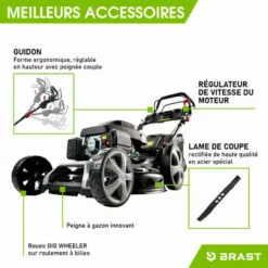 Tondeuse Thermique Tractée 53cm 224cc 2.800 Trs/min 7cv Moteur De Marque 4 Temps 60l Réglage Central 30-80mm, Capot En Tôle En Acier, 4 En 1 - 21224 POWER De Brast -Tondeuse Et Accessoires Boutique 32162606 5