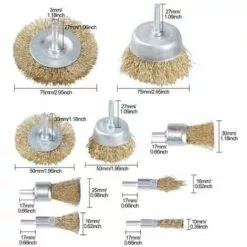 THSINDE Ensemble De Brosses Métalliques, Brosses De Roue Et De Coupe En Laiton Avec Tige, Brosses De Ponçage Pour Diverses Perceuses, Parfaites Pour éliminer La Rouille, La Corrosion, La Peinture Pour Les Outils électriques, De Jardin Et à Main (paquet De 9)