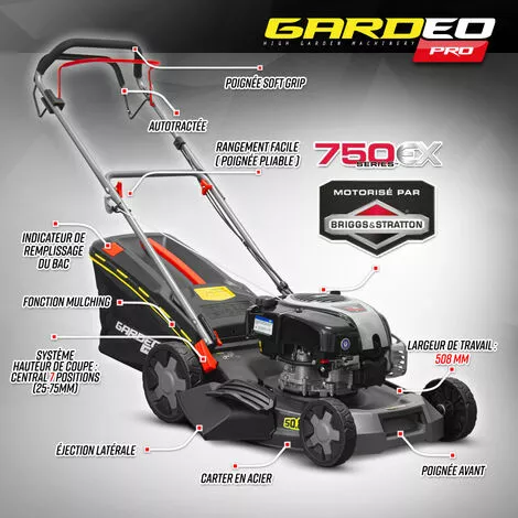GARDEOPRO Tondeuse Thermique Tractée 161CC Avec Moteur Briggs And Stratton, Mulching Et éjection Latérale - Gardeo Pro 4 GARDEOPRO Tondeuse Thermique Tractée 161CC Avec Moteur Briggs And Stratton, Mulching Et éjection Latérale - Gardeo Pro – Image 2