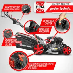 ELEM GARDEN TECHNIC Tondeuse Thermique Tractée 161CC Avec Moteur Briggs And Stratton, Mulching Et éjection Latérale - Elem Garden -Tondeuse Et Accessoires Boutique 52963798 3
