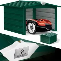 KESSER® Toit à Deux versants De Garage Pour Tondeuse | Toiture | Carport | Abri En Métal Pour Tondeuse à Gazon, Robot à Gazon, Tondeuse Automatique De Jardin | Résistant Aux Intempéries | Garage Pour Tondeuse Robot Avec Matériel De Montage, Vert