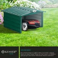 KESSER® Toit à Deux versants De Garage Pour Tondeuse | Toiture | Carport | Abri En Métal Pour Tondeuse à Gazon, Robot à Gazon, Tondeuse Automatique De Jardin | Résistant Aux Intempéries | Garage Pour Tondeuse Robot Avec Matériel De Montage, Vert -Tondeuse Et Accessoires Boutique 54941672 5