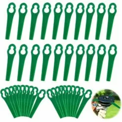 HKLFFJA 120pcs Lames En Plastique De Rechange Pour Coupe Bordure Lame De Tondeuse à Gazon Lames Pour Débroussailleuse Sans Fil Lames De Coupe De Remplacement Pour Jardin Pelouse (Vert)