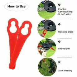 HKLFFJA 120pcs Lames En Plastique De Rechange Pour Coupe Bordure Lame De Tondeuse à Gazon Lames Pour Débroussailleuse Sans Fil Lames De Coupe De Remplacement Pour Jardin Pelouse (Vert) -Tondeuse Et Accessoires Boutique 57020508 4