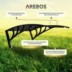 AREBOS AREBOS Garage De Tondeuse Robot | Abri Pour Robot | Taille 102 X 79 X 46 Cm | Résistant Aux Intempéries + Protection UV | Avec Pieds En Métal | Matériel De Montage Inclus Noir - Noir -Tondeuse Et Accessoires Boutique 57050257 4