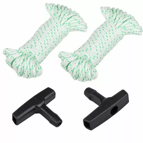 TANABATA Lot De 2 Cordes De Lanceur De 10 M (diamètre : 3 Mm), Cordon De Tirage Sonku Avec 2 Poignées De Lanceur Pour Tondeuse à Gazon Husqvarna Stihl Poulan - Vert 3 TANABATA Lot De 2 Cordes De Lanceur De 10 M (diamètre : 3 Mm), Cordon De Tirage Sonku Avec 2 Poignées De Lanceur Pour Tondeuse à Gazon Husqvarna Stihl Poulan - Vert