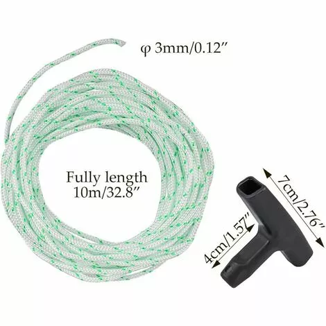 TANABATA Lot De 2 Cordes De Lanceur De 10 M (diamètre : 3 Mm), Cordon De Tirage Sonku Avec 2 Poignées De Lanceur Pour Tondeuse à Gazon Husqvarna Stihl Poulan - Vert 4 TANABATA Lot De 2 Cordes De Lanceur De 10 M (diamètre : 3 Mm), Cordon De Tirage Sonku Avec 2 Poignées De Lanceur Pour Tondeuse à Gazon Husqvarna Stihl Poulan - Vert – Image 2