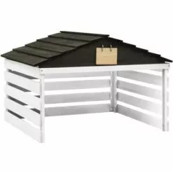 INLIFE Garage De Tondeuse à Gazon Noir Et Blanc 78x74x54 Cm Sapin -Tondeuse Et Accessoires Boutique 58276083 2