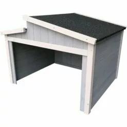 WILTEC Garage Pour Robot-tondeuse Toit Gradin Bois Massif Abri Carport Gris 60,5x73x66,5cm