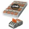 BEARSU Bornes De Connexion Automatique, Rapide Connecteur De Fil De Câble, Connecteur à écrou à Levier, Assortiment De Conducteurs Connecteurs De Fils Compacts SPL-3 (Paquet De 12)