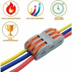 BEARSU Bornes De Connexion Automatique, Rapide Connecteur De Fil De Câble, Connecteur à écrou à Levier, Assortiment De Conducteurs Connecteurs De Fils Compacts SPL-3 (Paquet De 12) -Tondeuse Et Accessoires Boutique 65098821 5