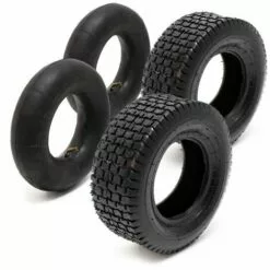 WILTEC Lot 2x Pneus 2x Chambres Air Tondeuse Autoportée 18x8.50-8 4PR Valve Coudée Chariot Diable Brouette