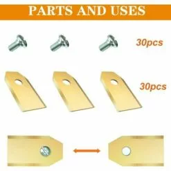 KAEJYIUT Lot De 30 Lames De Rechange En Titane Pour Tous Les Robots Tondeuses à Gazon Husqvarn/Automower/Gardena(3g-0.75mm) Avec 30 Vis, Pour Modèles 105,310,315,320,420,430x,r40i -Tondeuse Et Accessoires Boutique 66211272 4