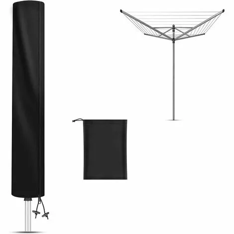 PESCE Housse De Protection Pour Séchoirs Parapluie , Tissu Oxford 420D Housse Étanche De Pour Séchoir De Jardins Cordes à Linge Rotatives, Ronde, 160x15x15cm (Noir) 3 PESCE Housse De Protection Pour Séchoirs Parapluie , Tissu Oxford 420D Housse Étanche De Pour Séchoir De Jardins Cordes à Linge Rotatives, Ronde, 160x15x15cm (Noir)