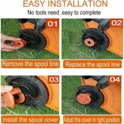 OCXIN Bobines De Fil De Tondeuse à Gazon Pour WORX WA0004.1 (longueur 3m Diamètre ⌀1.65mm) Bobines De Fil En Nylon Coupe-fil WA0010 Tous 20V (WORX WA0004.1, 4 Pièces) -Tondeuse Et Accessoires Boutique 66859697 4