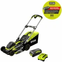 Tondeuse RYOBI 36V Brushless - Coupe 46cm - 1 Batterie 5.0Ah - 1 Chargeur - RLM36X46H50PG