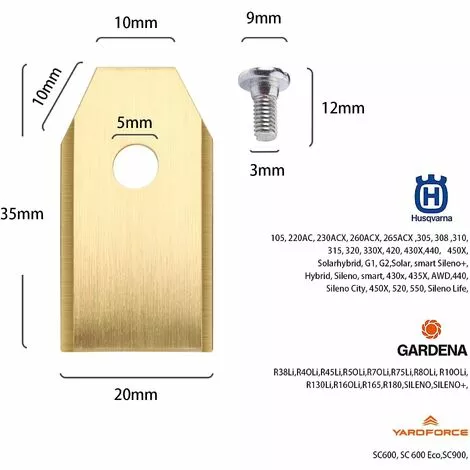 FVBJD 45 Lames De Rechange Pour Husqvarna / Automower / Gardena / Yardforce Robot Tondeuse, Lames De Couteau En Titane - Lames De Rechange(3 G - 0,75 Mm)-Accessoire De Rechange - Avec Vis 5 FVBJD 45 Lames De Rechange Pour Husqvarna / Automower / Gardena / Yardforce Robot Tondeuse, Lames De Couteau En Titane - Lames De Rechange(3 G - 0,75 Mm)-Accessoire De Rechange - Avec Vis – Image 3
